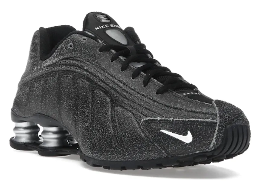 Nike Shox R4 Black Distressed Leather - Image 2